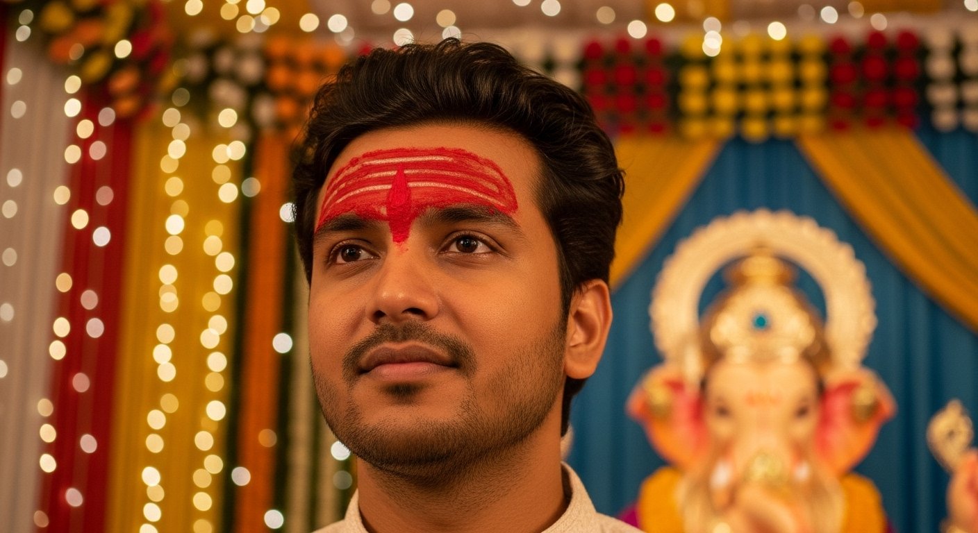 Rohit Spotted at Uttar Pradesh's Ganesh Pandal: His Devotional Look with a Tilak on His Forehead and Open Hair Went Viral
