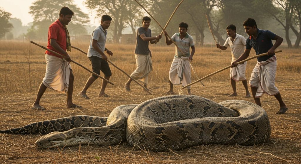 UP: Giant Python Swallows Monitor Lizard, People Attack With Sticks; What Happened Next Left Everyone Terrified