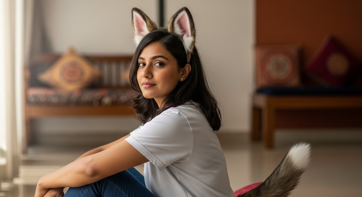 Unique Identity! This girl considers herself a dog, wears ears and a tail; video goes viral.