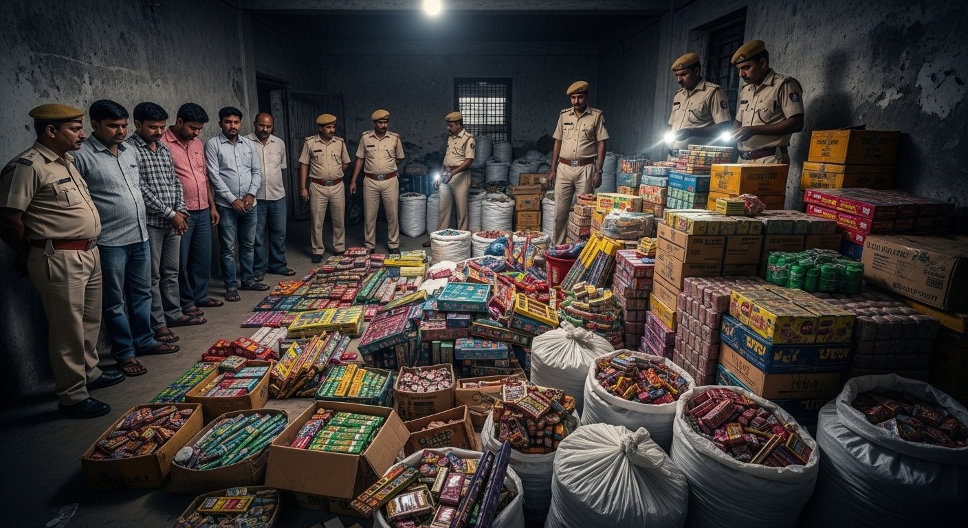 हरदोई में अवैध आतिशबाजी पर बड़ा एक्शन: ढाई क्विंटल विस्फोटक जब्त, 6 आरोपी गिरफ्तार, नहीं था लाइसेंस