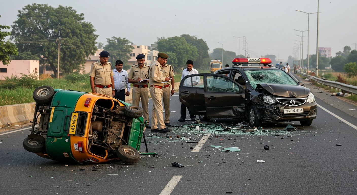 Hathras Accident: Severe Auto-Car Collision, Driver Dies, Search for 'Killer' Driver Continues - Will Road Bloodshed Ever Stop?