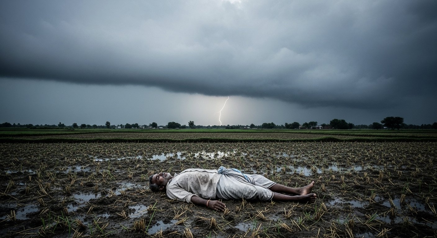 हाथरस में वज्रपात का कहर: शौच के लिए गए किसान की बिजली गिरने से मौत, परिवार में पसरा मातम