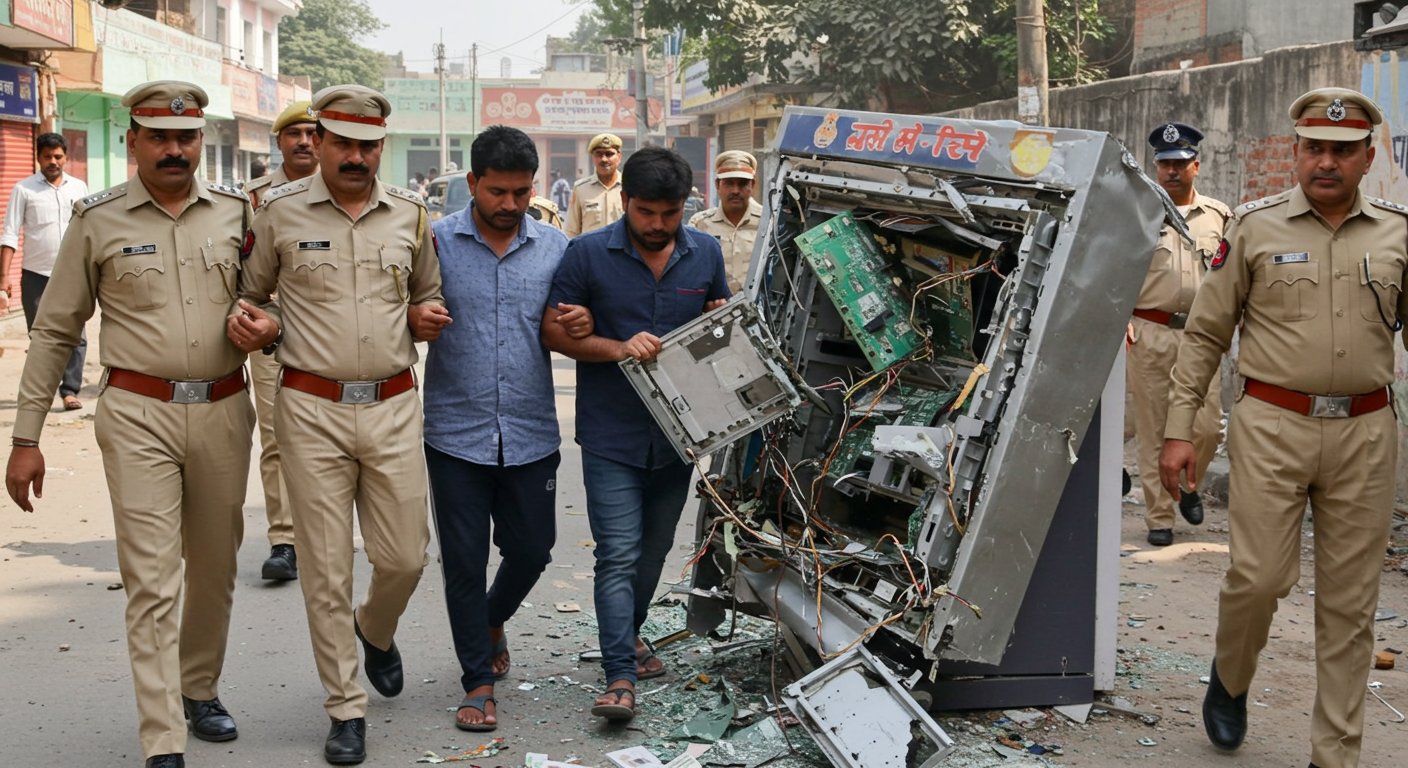 Three accused of ₹20 lakh ATM theft arrested from Hathras, Rajasthan Police take on remand