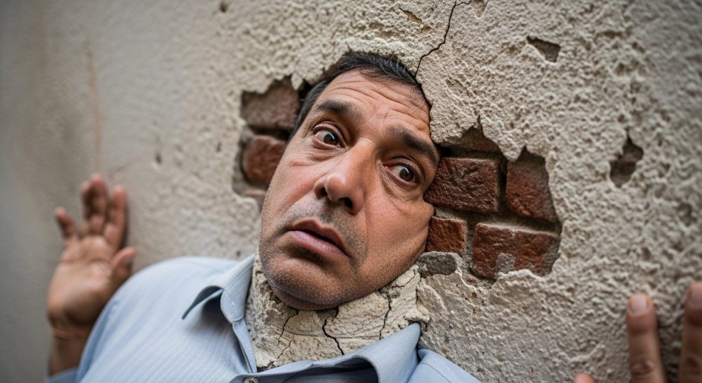 Drunk man's head stuck in wall, video creates a sensation on social media!