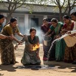 Uttar Pradesh: Shikshamitra, fed up with headmistress's torment, sets herself on fire; colleagues bravely save her life.