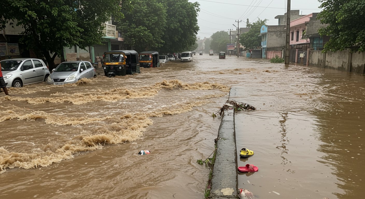 Rain's Fury in UP: Roads Turned into Ponds, Vehicles Submerged, Body of Child Swept Away in Drain Found 100 Meters Away
