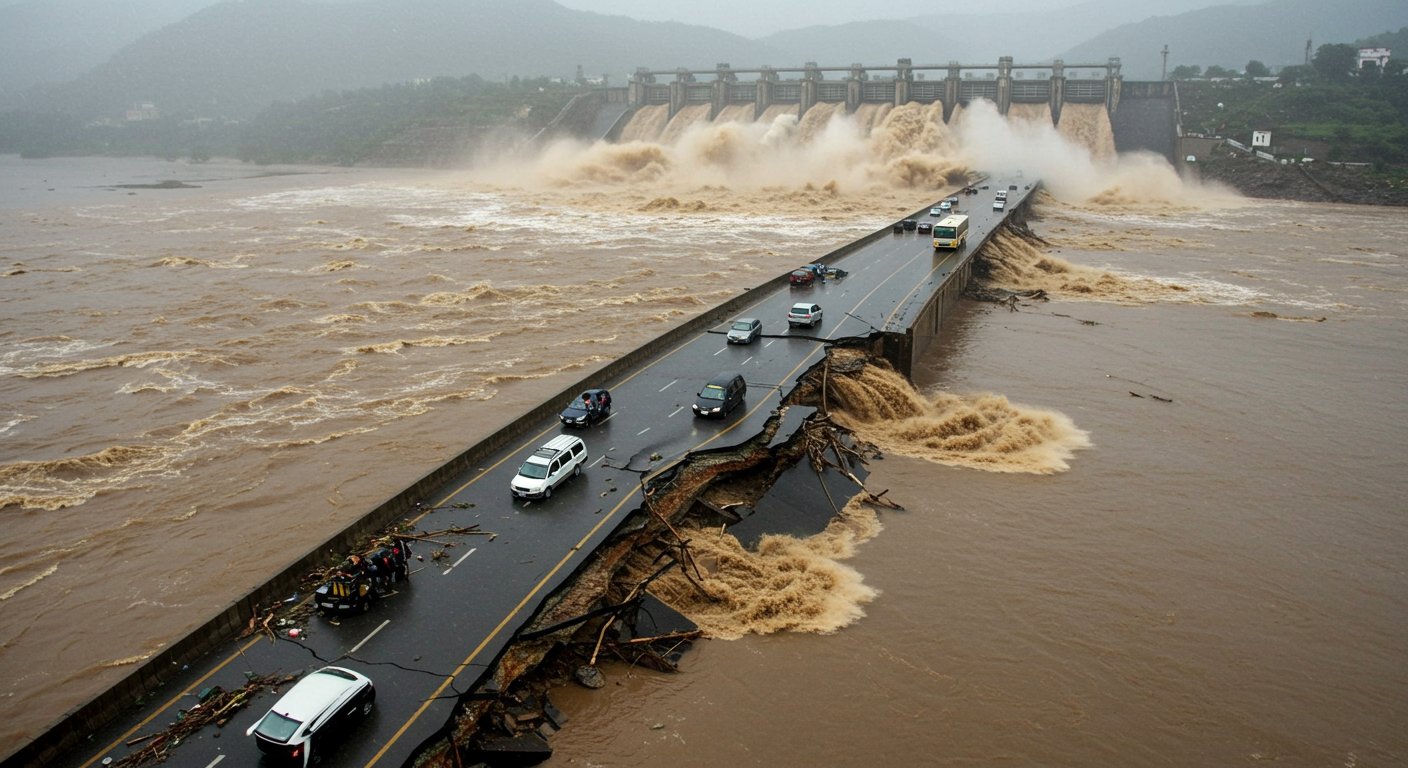 36-hour heavy rain alert: Hathnikund Barrage gates open for 56 hours, 5 deaths in Hisar-Gurugram, highway collapses in Panchkula