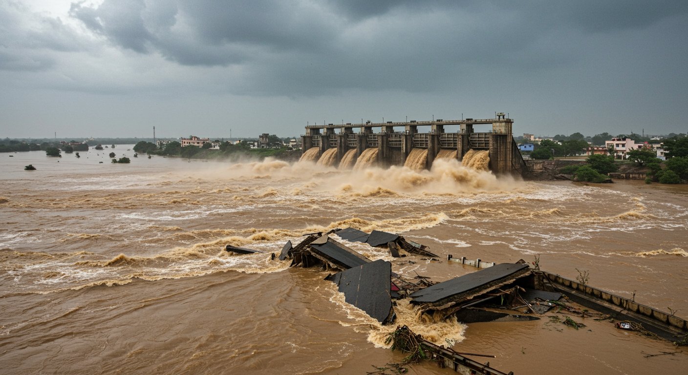 36-Hour Heavy Rain Alert in North India: Water Released from Hathnikund Barrage, Haryana in Chaos Due to Floods; 5 Deaths in Hisar-Gurugram, Highway Collapses in Panchkula