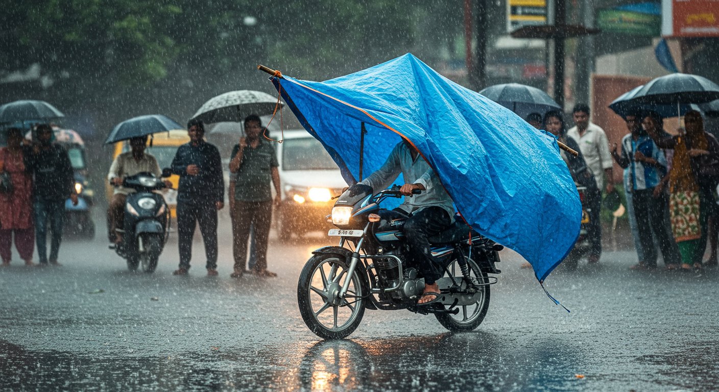 This bizarre hack to avoid rain on a bike went viral; people exclaimed, 'Amazing mind!'