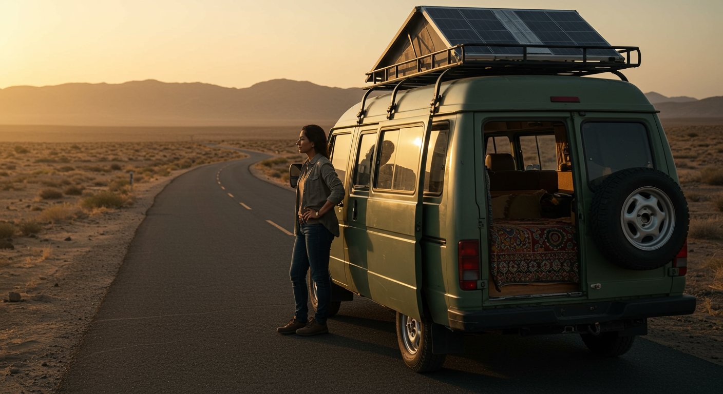 Wife sets off to travel the world in a van after husband's lack of support; then a shocking secret is revealed.