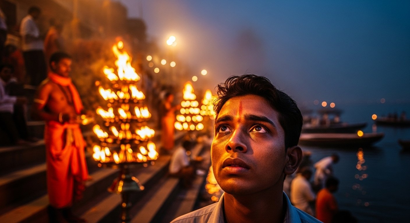 Indian Boy Returns From Muslim Country, Gets Emotional Watching Ganga Aarti In Varanasi - Video Goes Viral