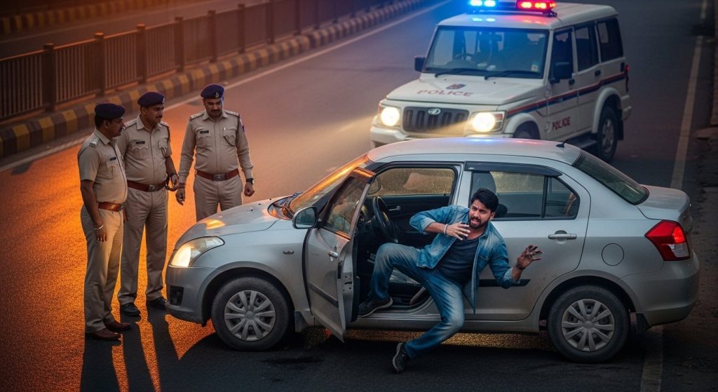 Man driving drunk shifted to back seat upon seeing police: Video goes viral!