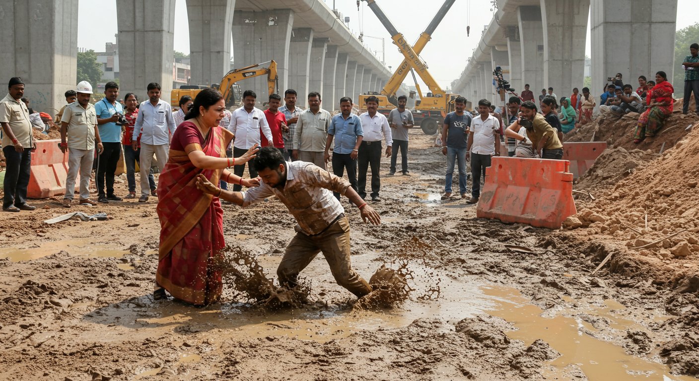 Mayor Fumes Over Kanpur Metro's High-Handedness, Pushes Officer Into Mud, Halts Work