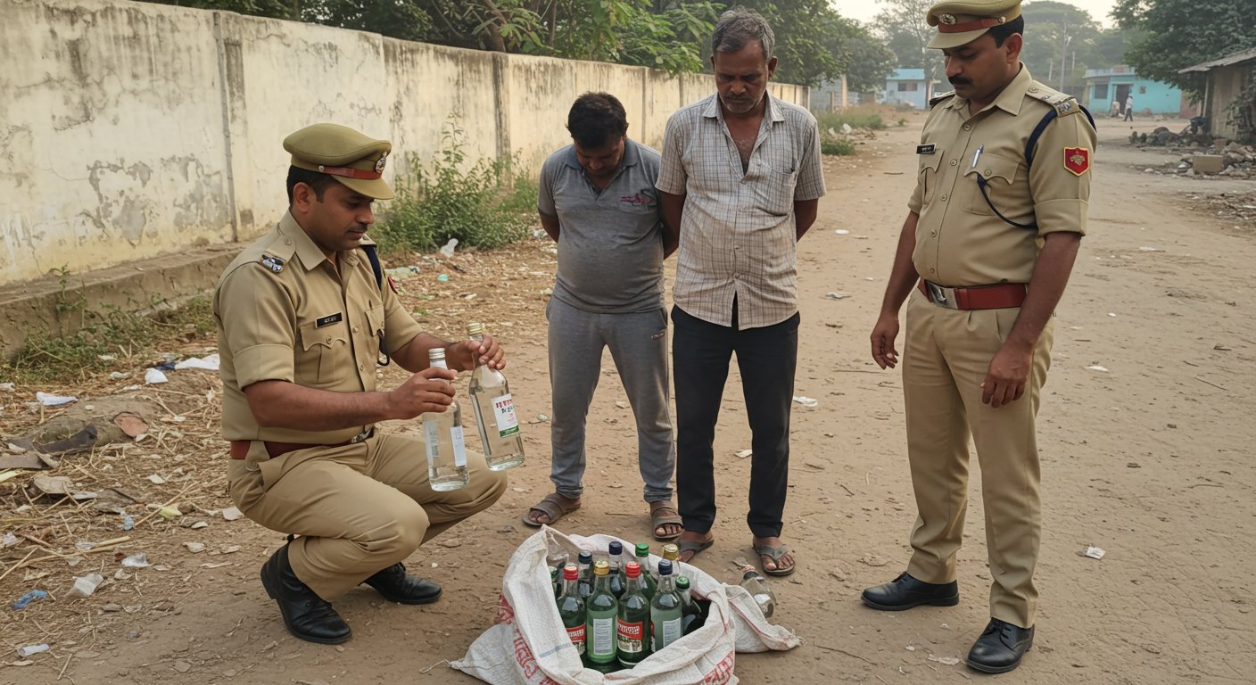 ₹25,000 Worth of Liquor Seized in Kanpur While Being Transported for Bihar Elections; Smuggler Arrested.