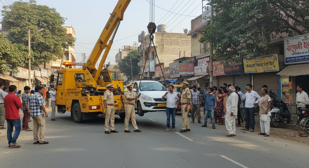 Kanpur: Cranes will now tow vehicles from no-parking zones; a Rs 500 fine will be imposed!