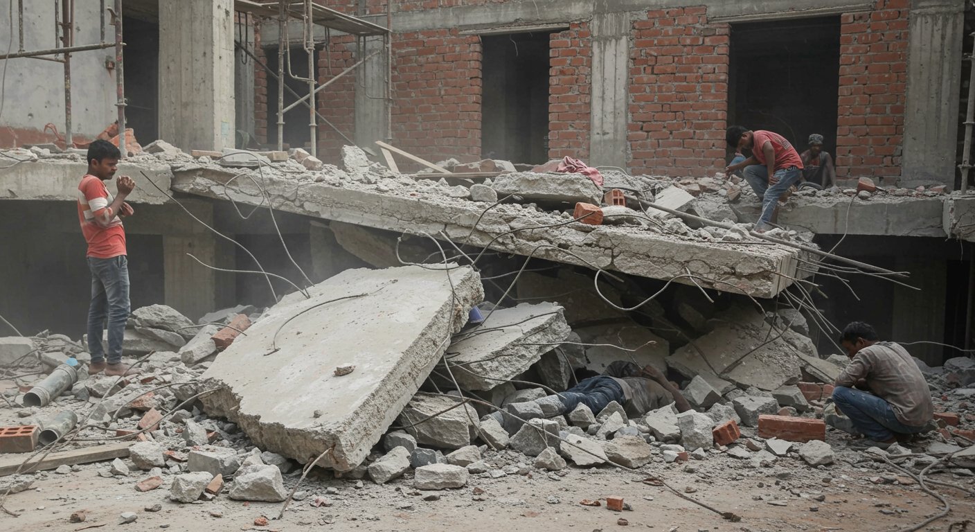 Kanpur Tragic Accident: Under-Construction Balcony Slab Collapses, One Labourer Dead, Two Injured