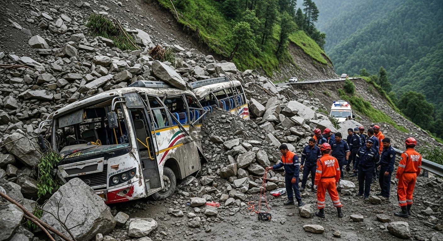 Landslide and bus accident wreak havoc in Mandi: 9 dead, 15 injured; Schools and colleges closed till September 7.