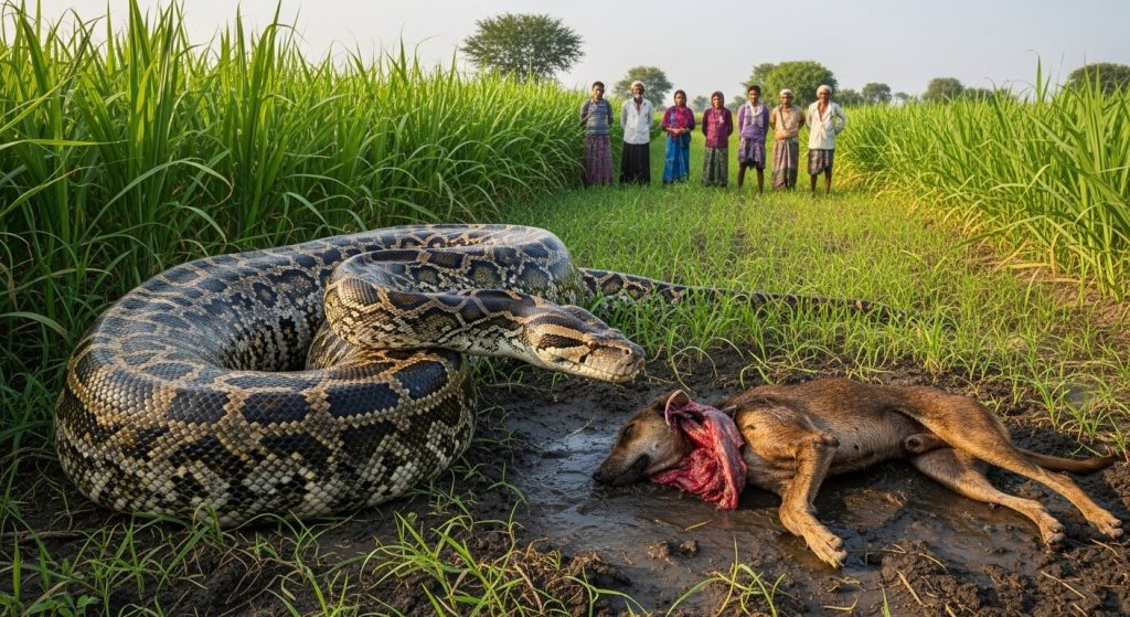 15-foot python swallows dog, then regurgitates it in Lakhimpur Kheri; video leaves people stunned