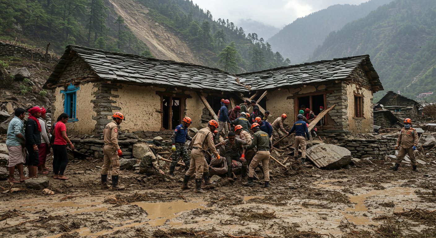 Landslide havoc in Kullu: House collapses, 8 trapped; 1 dead, 3 rescued, search for 4 ongoing