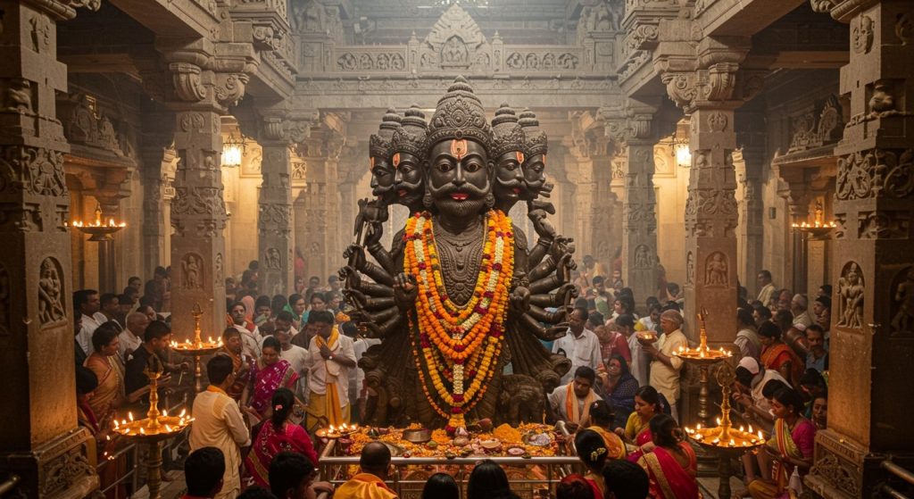 Budaun's Unique Temple: 'Lankapati' Ravana Worshipped, Hundreds of Devotees Throng on Dussehra!