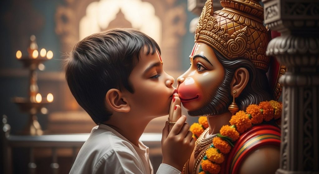 Little 'Bajrangi's' Unique Devotion: Child Kisses Lord Hanuman's Idol, Video Makes People Emotional