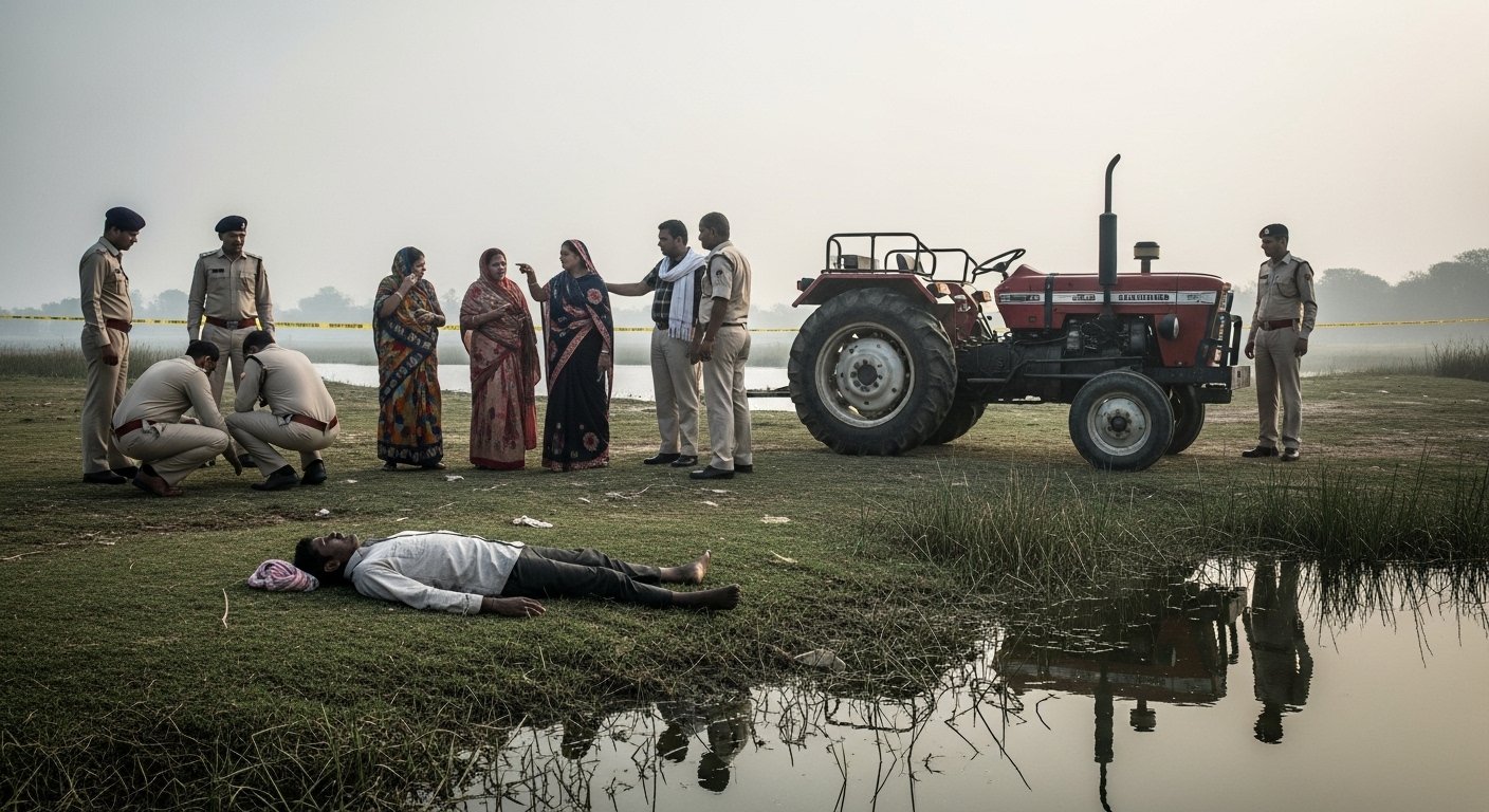 Lucknow Stunned: Tractor Driver's Body Found Face Down by Lake, Family Suspects Murder, Police Probe Begins