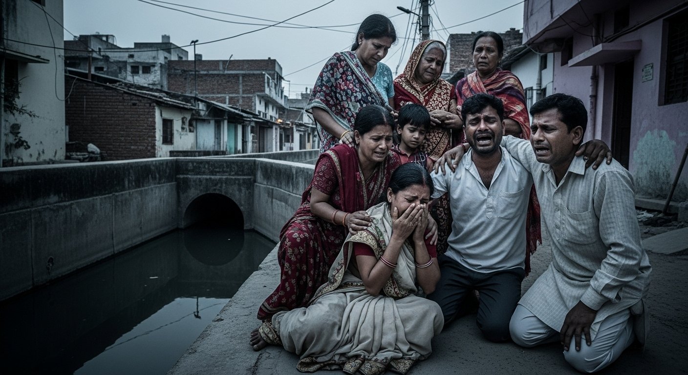 Tragic Accident in Lucknow: Child Playing Falls Into Drain, Drowns To Death; Family Devastated, Weeping Inconsolably
