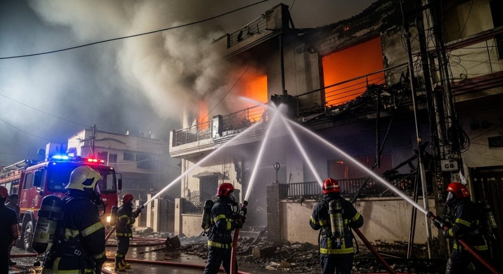 Lucknow: Massive fire breaks out in house due to short circuit; firefighters bring it under control after 3-hour struggle.