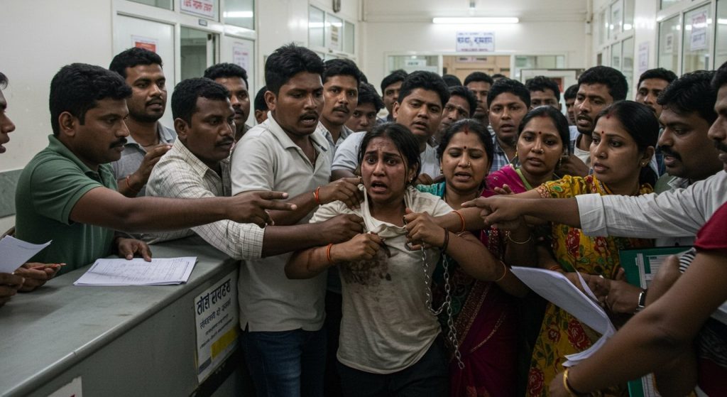 Lucknow Civil Hospital: Female Snatcher Caught Red-Handed Snatching Chain in Prescription Line, Handed Over to Police