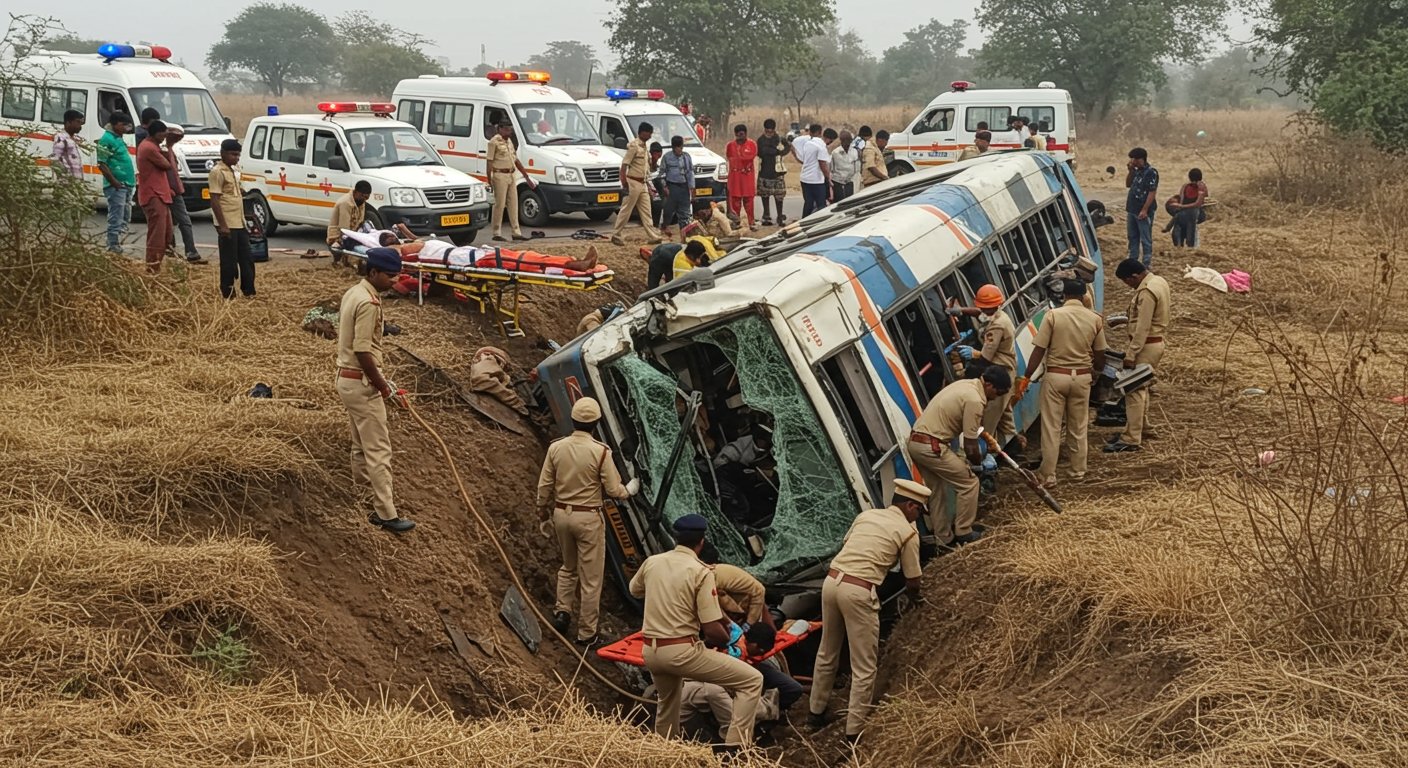 Lucknow: Tragic Accident as Out-of-Control Roadways Bus Overturns in Ditch, Five Dead; Many Feared Trapped