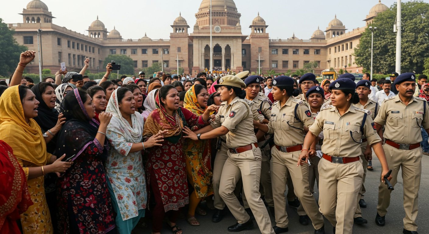 लखनऊ: ‘आई लव मोहम्मद’ FIR पर महिलाओं का जोरदार प्रदर्शन, विधानसभा के सामने पुलिस से झड़प