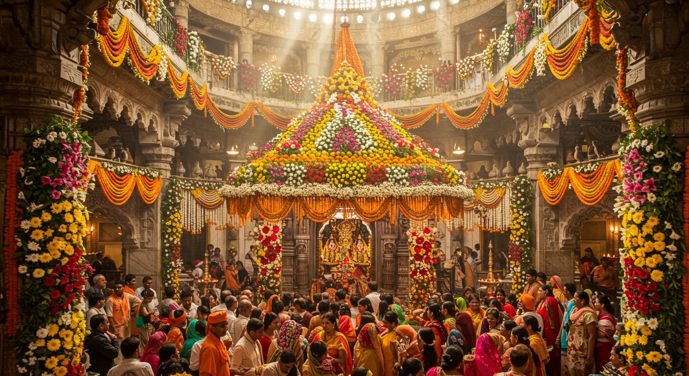 नवरात्र में फूलों की सुगंध से महका वैष्णो देवी धाम, देसी-विदेशी पुष्पों से सजा दरबार, उमड़ी भक्तों की भीड़