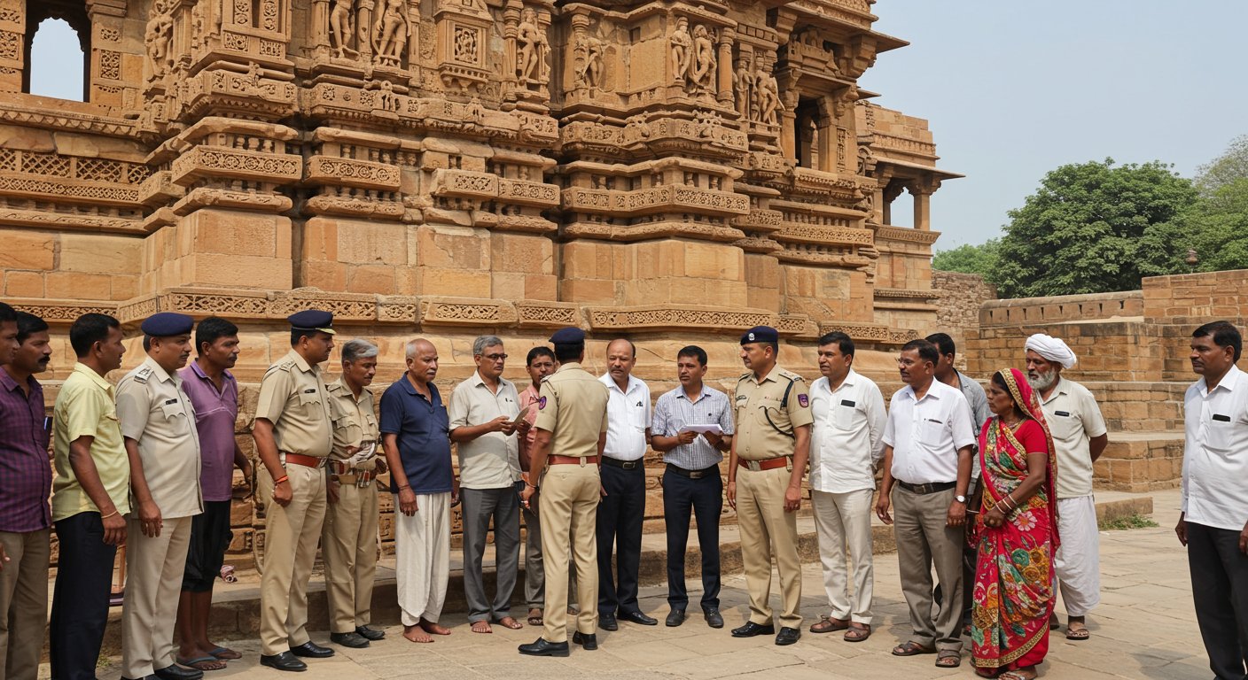 मथुरा में संरक्षित स्मारक पर कब्जे को लेकर बवाल: ग्रामीण पुरातत्व विभाग से भिड़े, पुलिस ने कराया शांत