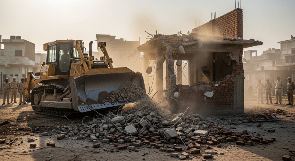 Bulldozer Action in Meerut's Salawa Case: Accused's Illegal Structures Demolished, Eight Criminals Jailed