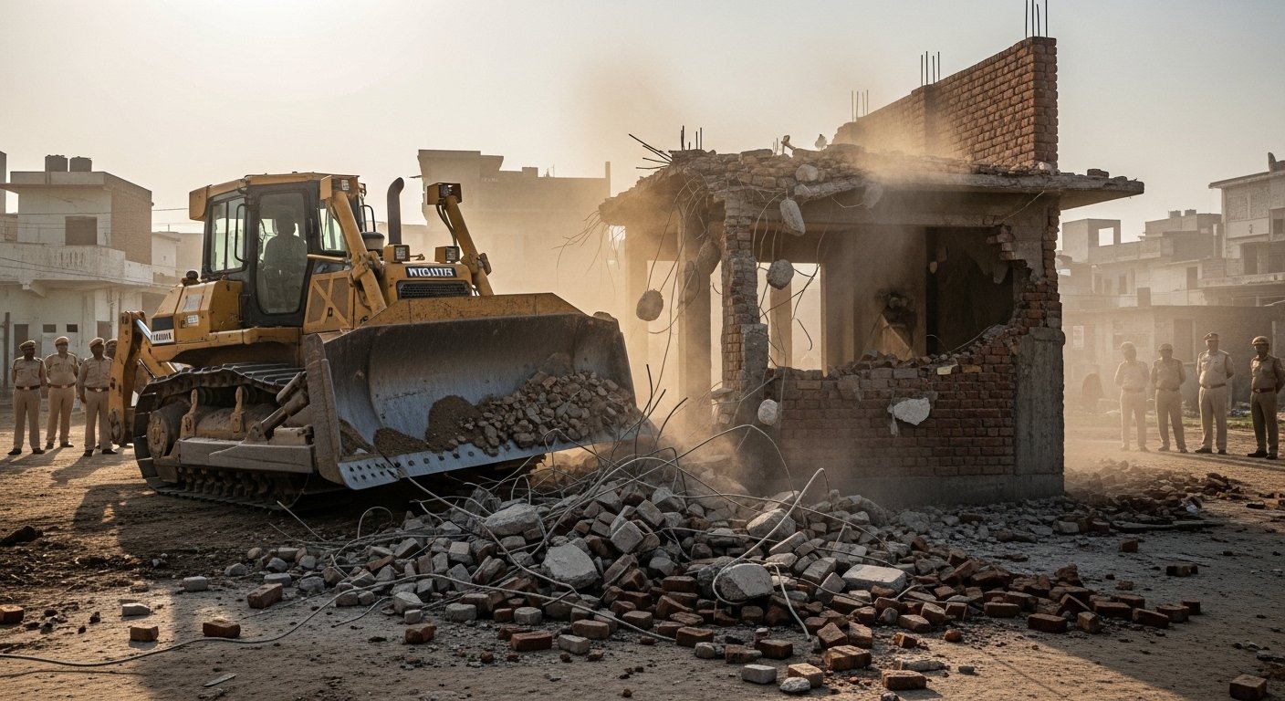 Bulldozer Action in Meerut's Salawa Case: Accused's Illegal Structures Demolished, Eight Criminals Jailed