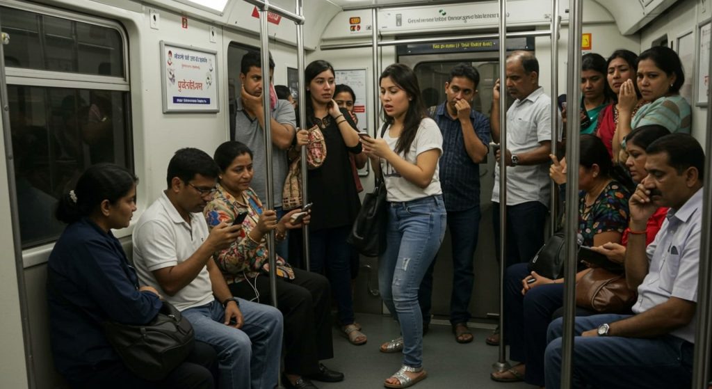 Girl's Outrageous Act in Metro, Passengers' Eyes Bowed in Shame! Watch The Video, You'll Be Stunned Too.