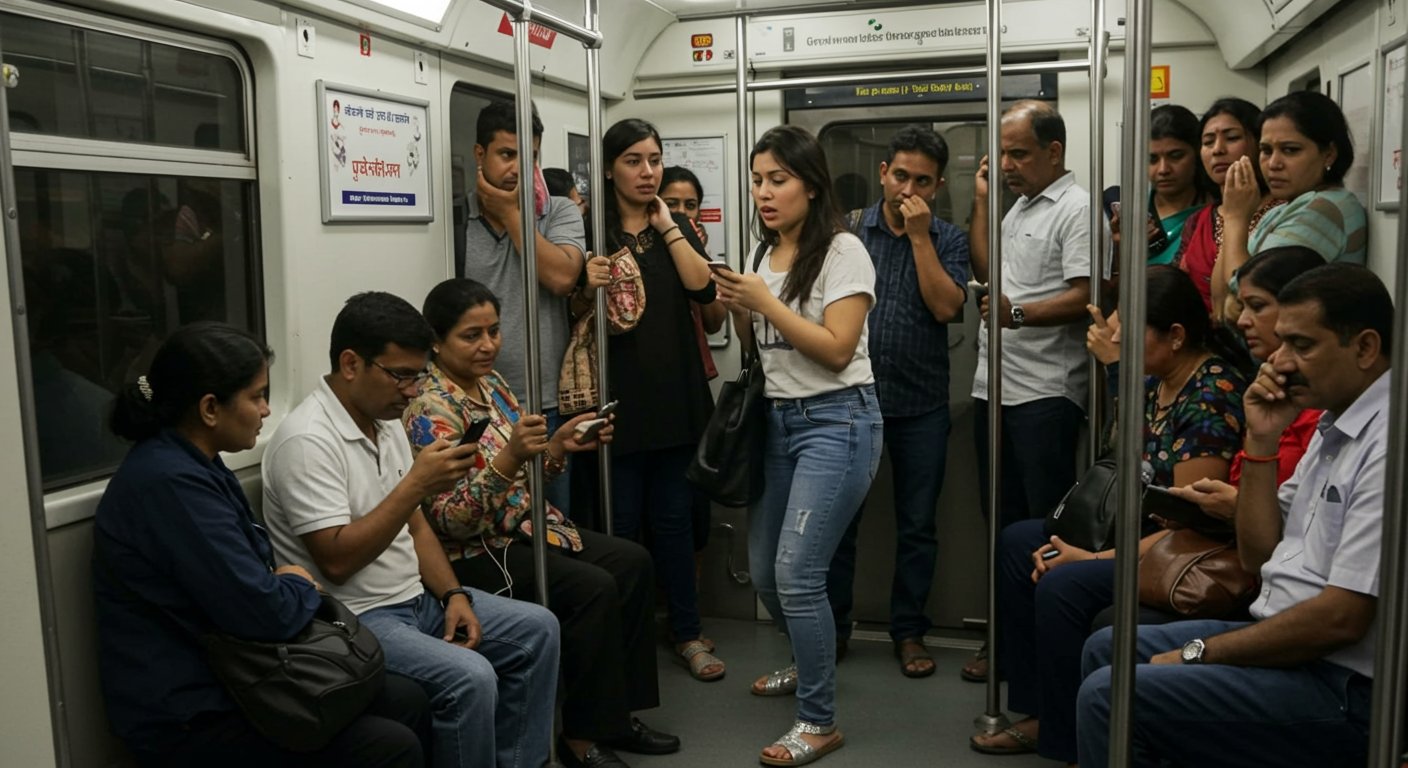 Girl's Outrageous Act in Metro, Passengers' Eyes Bowed in Shame! Watch The Video, You'll Be Stunned Too.
