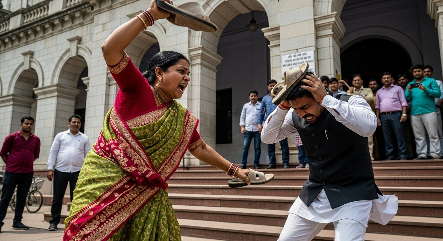 Husband gives triple talaq in Rampur court, enraged wife beats him with slippers; video goes viral