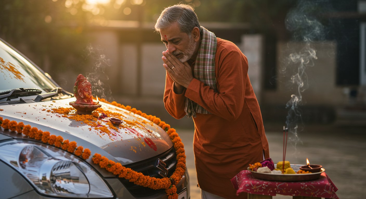 Car Owner's Emotional Plea Goes Viral on Vishwakarma Puja: 'Give More Mileage, Consume Less Oil!'