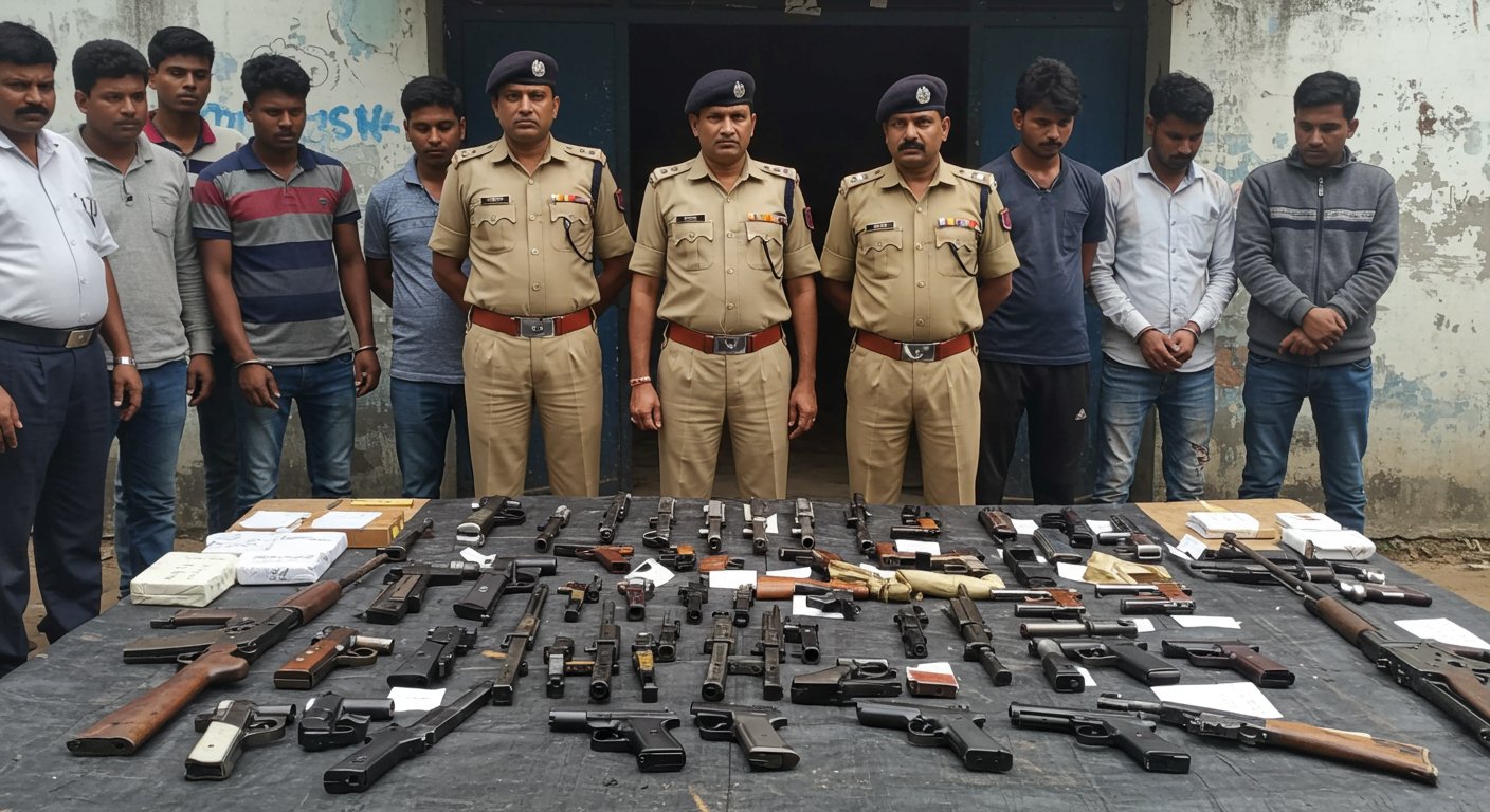 Major Police Action in Mirzapur: Arms Smuggling Gang Busted, 6 Criminals Arrested