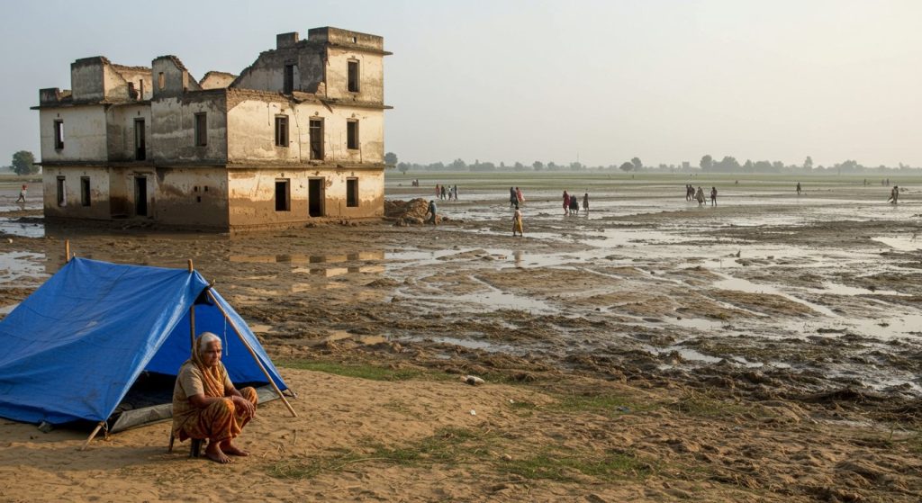 Punjab Flood: Multi-crore house a ruin, owner in a tent; returning residents face formidable challenge of sand, mud, and collapsed structures.