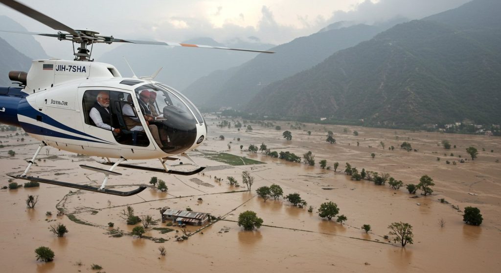 Prime Minister Modi conducts aerial survey of flood-affected areas in Punjab-Himachal, assures relief