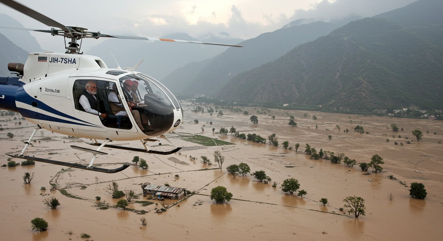 Prime Minister Modi conducts aerial survey of flood-affected areas in Punjab-Himachal, assures relief