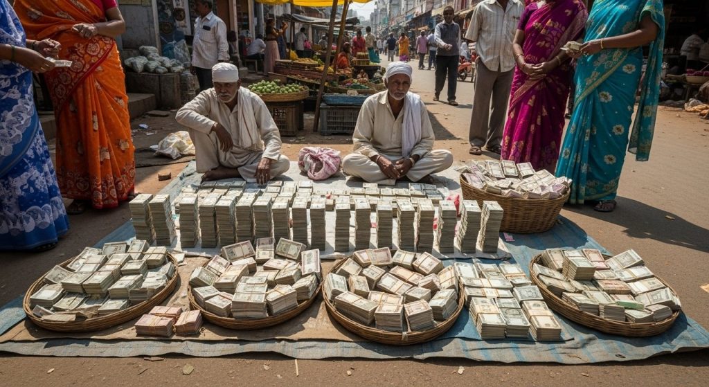 Roadside sale: Bundles of cash sold like vegetables, viral video astonishes!
