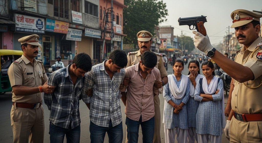 Moradabad: Girl students harassed, firing in broad daylight; four miscreants arrested, sent to jail; country-made pistol also recovered.