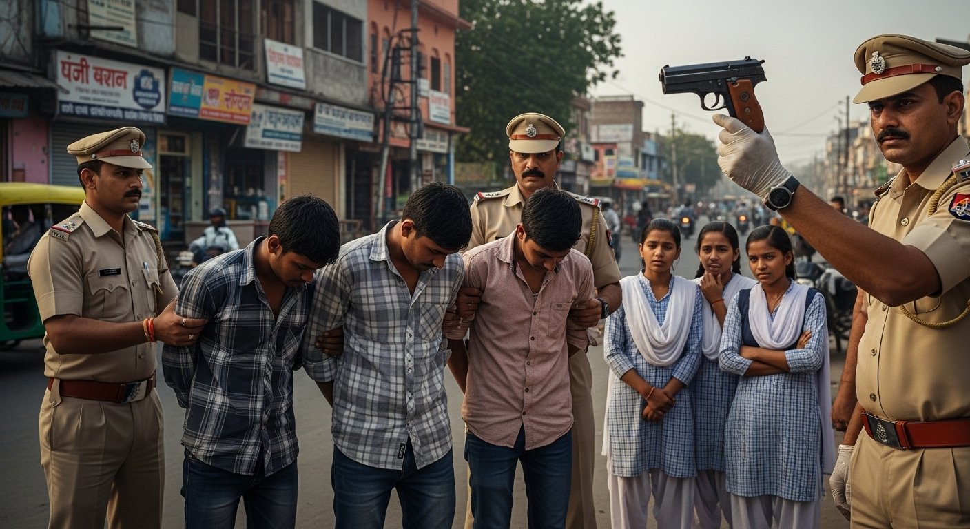 Moradabad: Girl students harassed, firing in broad daylight; four miscreants arrested, sent to jail; country-made pistol also recovered.