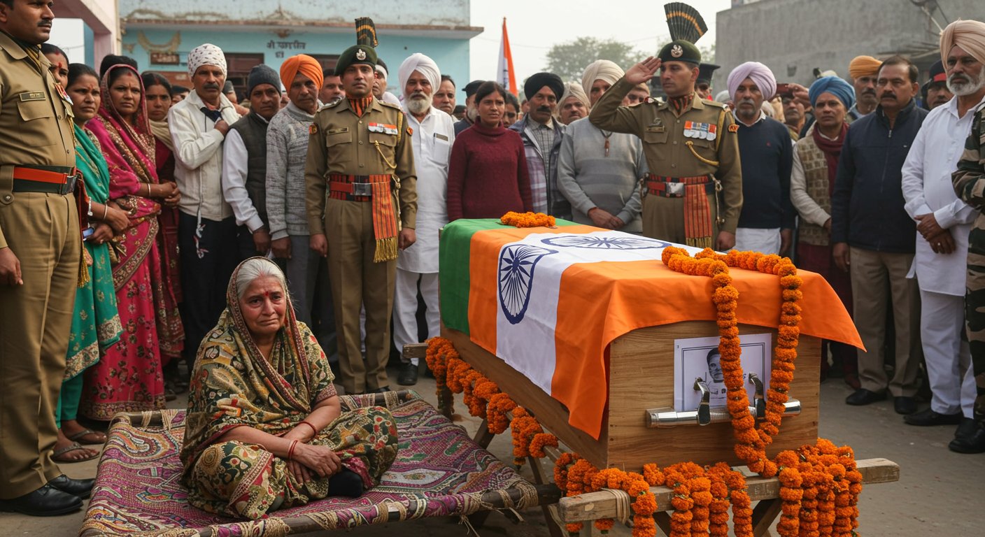 Final Farewell to Haryana's Brave Lance Naik: Mortal Remains Arrive in Kaithal, Mother's Eyes Reflect Deep Sorrow and Pride