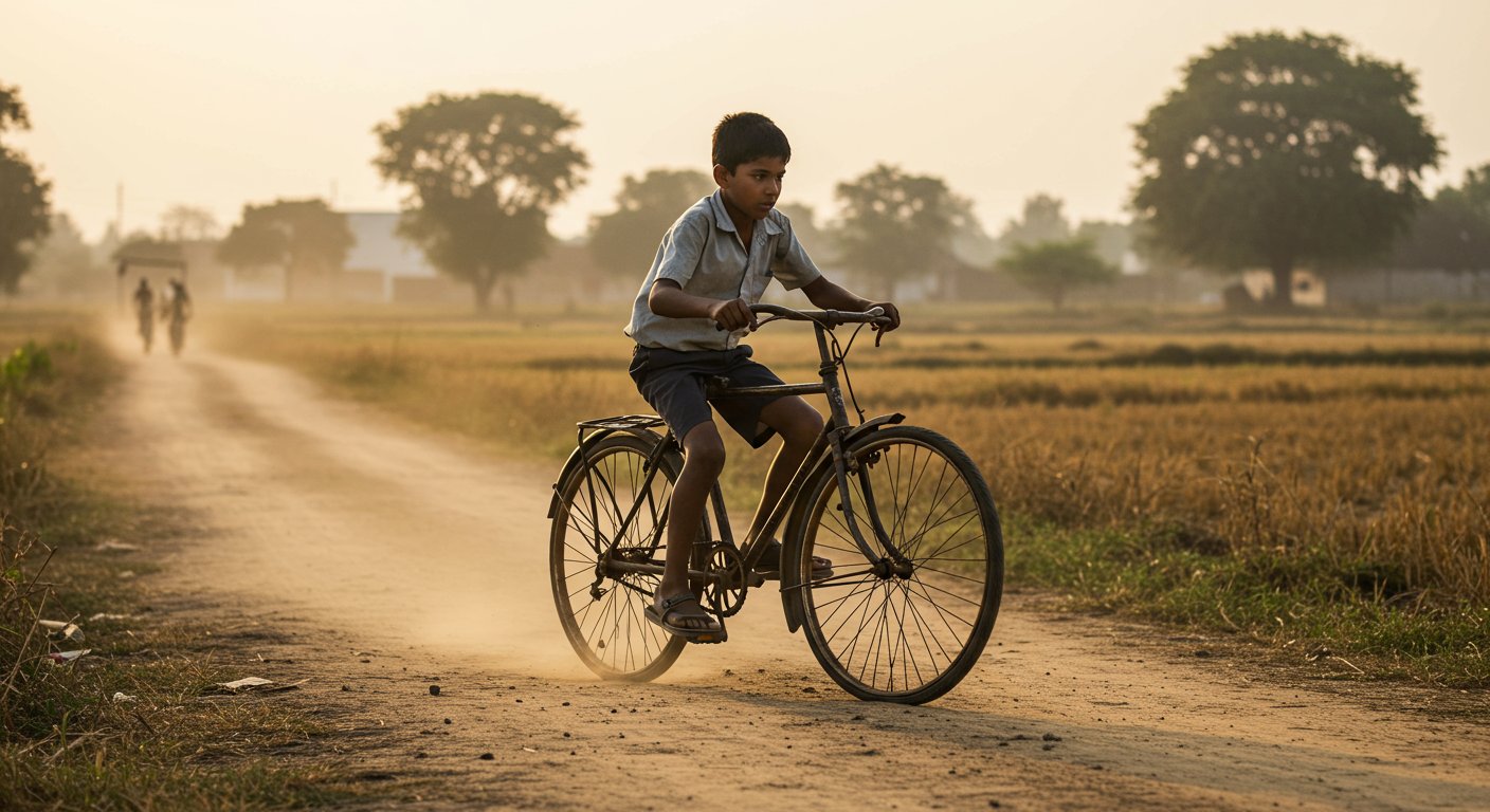 वायरल हुई हिम्मत की कहानी: न हैंडल, न सीट, न ब्रेक… फिर भी टूटी-फूटी साइकिल से स्कूल जाता है यह बच्चा!