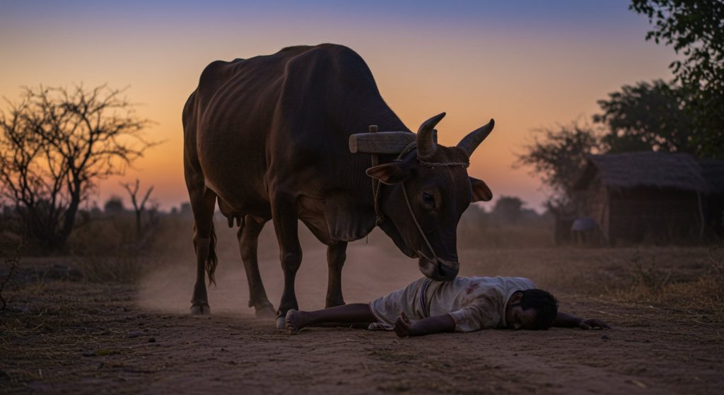 An Incredible Example of Loyalty! An Ox Came to Take Its Drunk Owner Home, See What Astonishing Act It Then Did.