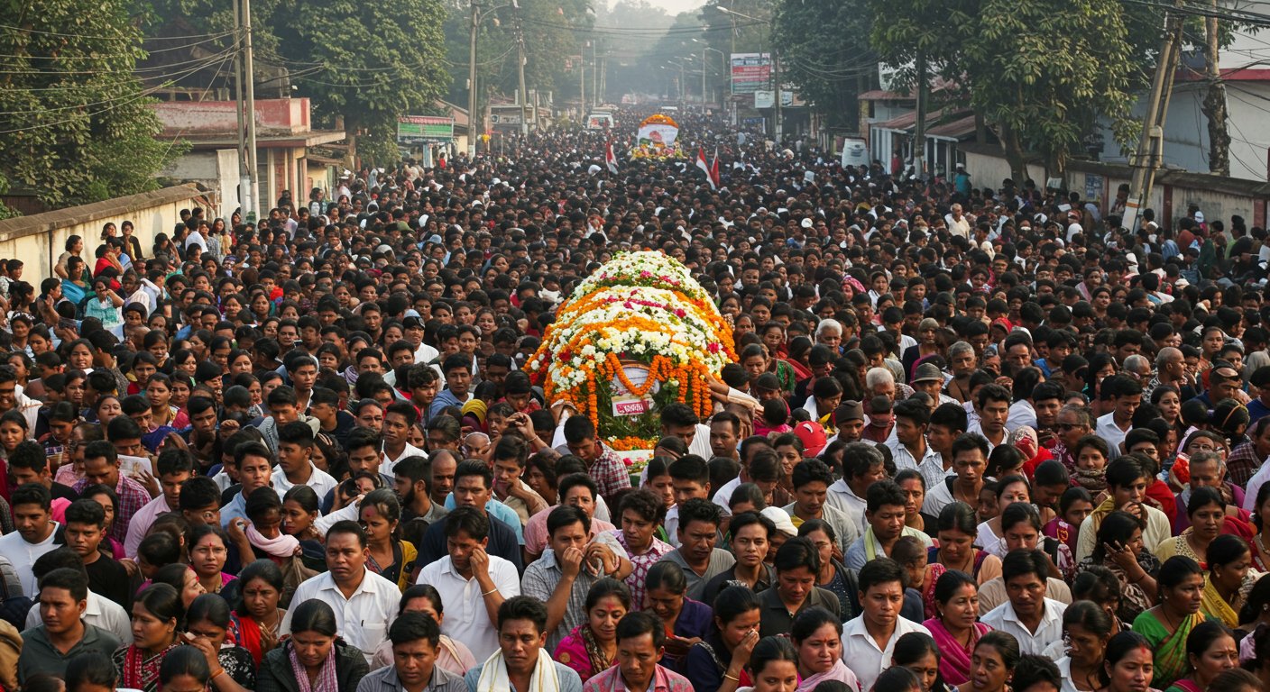 असम के लोकप्रिय गायक जुबिन गर्ग को नम आँखों से दी गई अंतिम विदाई, उमड़ा जनसैलाब
